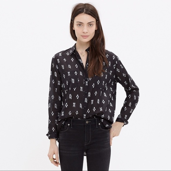 Madewell Tops - Madewell oversized black ikat shirt - Medium